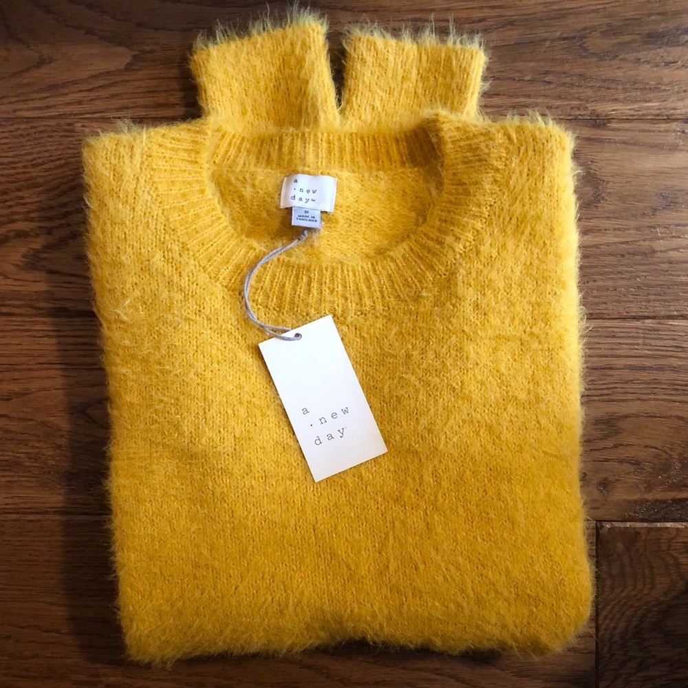 NWT! Fuzzy Yellow Sweater